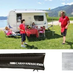 Fiamma Black Caravanstore 310 XL Caravan Awning Grey Fabric